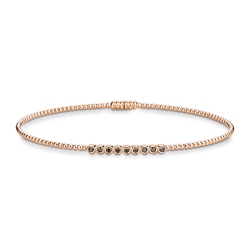 Bracciale rigido in oro rosa 18k da uomo con diamanti neri
