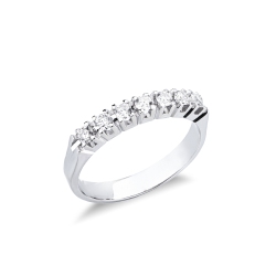 Anello Veretta a 7 pietre in Oro bianco 18k con Diamanti ct. 0,35