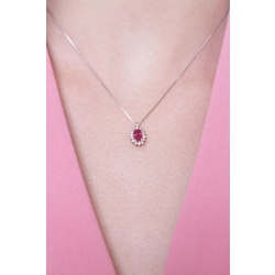 Collana Pianeta Dell'Amore Con Cuore Rosa E Zirconi - Regalo Per Laurea, Compleanno, Fidanzata E Moglie - 1 Pezzo