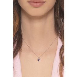 Necklace in white gold 18k with diamonds and tanzanite oval cut 2