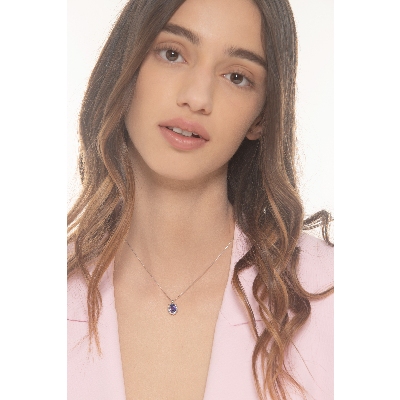 Necklace in white gold 18k with tanzanite and diamonds