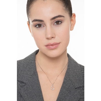 Letter G pendant with diamonds in white gold 18k 