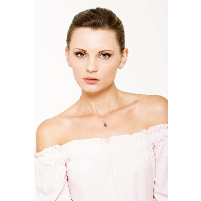 White gold 18k pendant with diamonds and amethyst