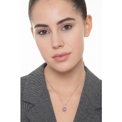 Fancy pendant with pink sapphire and diamonds