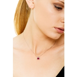 Necklace with inclined pendant, heart cut ruby and diamonds 2