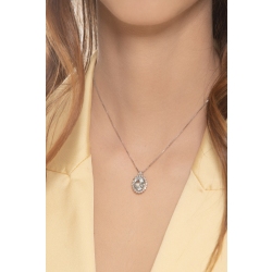 18k white gold necklace with aquamarine oval cut and diamonds  2