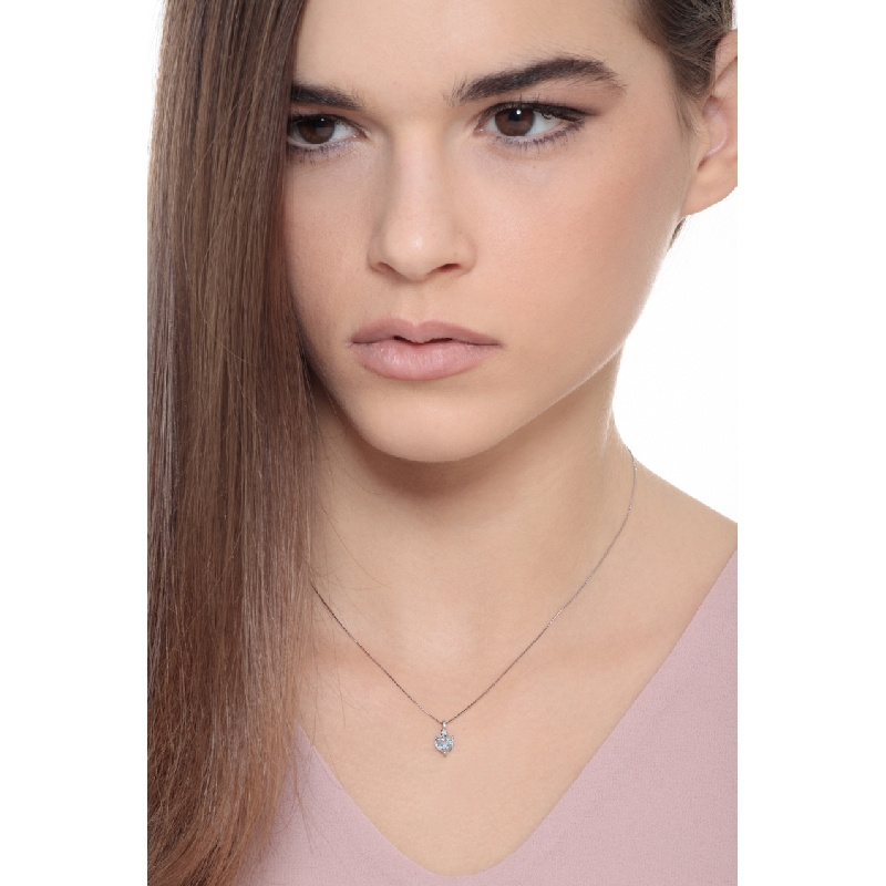 Collana acquamarina a cuore oro bianco e diamante 