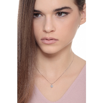 Collana acquamarina a cuore oro bianco e diamante 