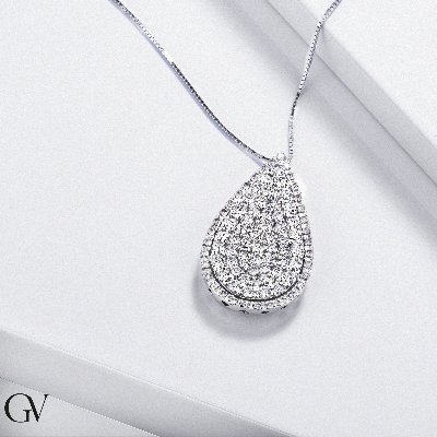 18k white gold pendant with diamond pavè