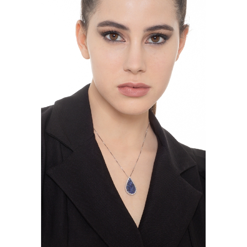 18k white gold pendant with sapphires pavè and diamonds