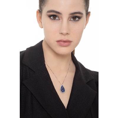 18k white gold pendant with sapphires pavè and diamonds