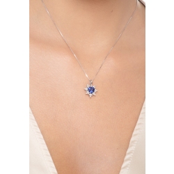 Sapphire heart cut and diamond pendant  2