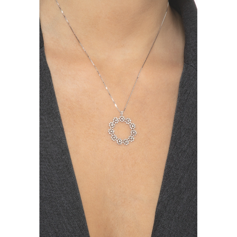 Naava Collana Con Pendente In Oro Bianco 375/1000 E Diamante: Eleganza Senza Tempo Per Donna, Regalo Perfetto