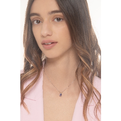 18k white gold pendant with tanzanite and diamonds 