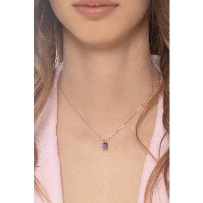 18k white gold pendant with tanzanite and diamonds 