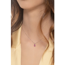 18k white gold necklace with pink sapphire pear cut and diamond 2