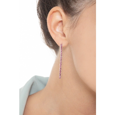 Drop tennis earrings with rubies  