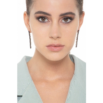 Orecchini tennis in oro bianco 18k con diamanti neri, 5 cm