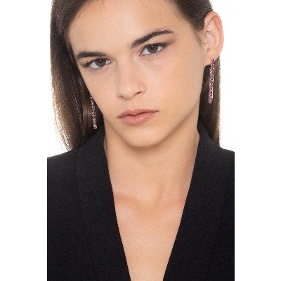 Orecchini pendenti tennis in oro bianco 18k con rubini