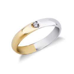 Fede Anniversario in oro giallo e bianco 18k con diamante