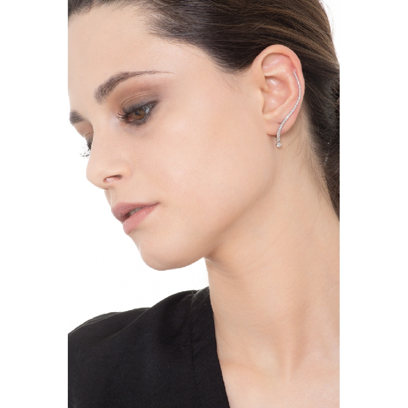 White gold 18k long drop earrings with diamonds