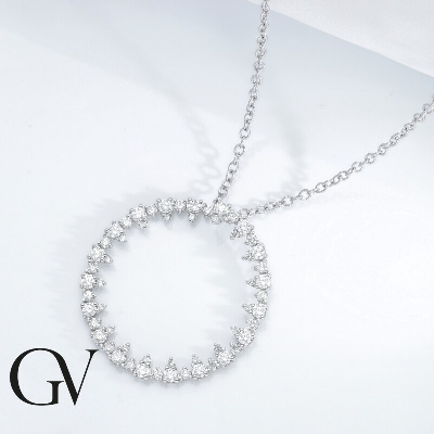 Fancy circle pendant with diamonds