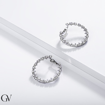 Hoops in white gold 18k with diamonds 