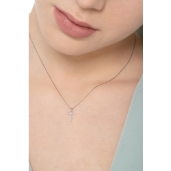 Collana lettera T in oro bianco 18k con diamanti, cm 0,80 2