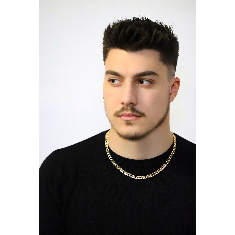 Catena a maglia groumette in oro giallo 18k, cm 50