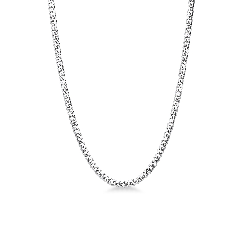 18k white gold flat cuban chain