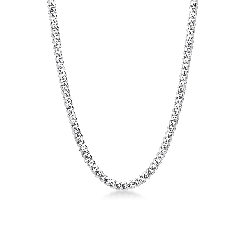 Flat cuban chain in 18k white gold