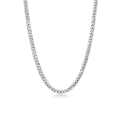 Flat cuban chain in 18k white gold