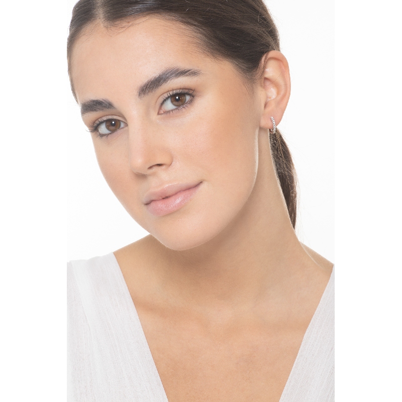 Little hoops in white gold 18k with diamonds 