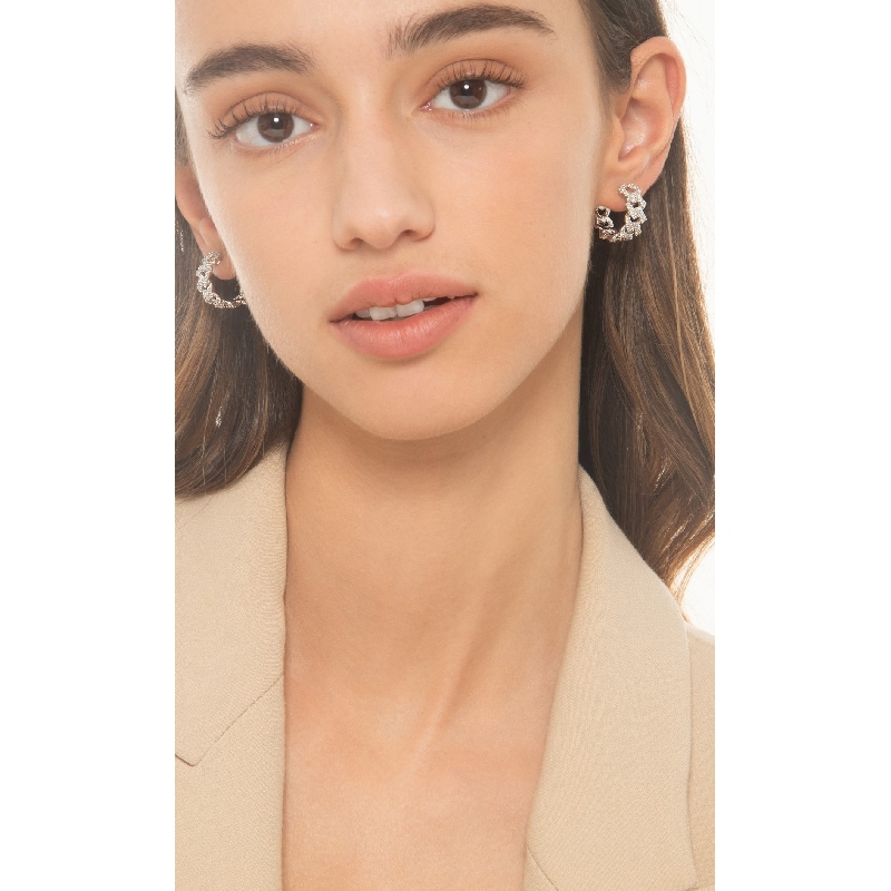 Hoop earrings in white gold 18k with diamonds of about 15 mm