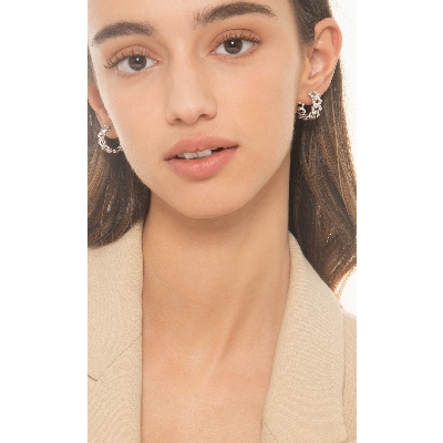 Hoop earrings in white gold 18k with diamonds of about 15 mm