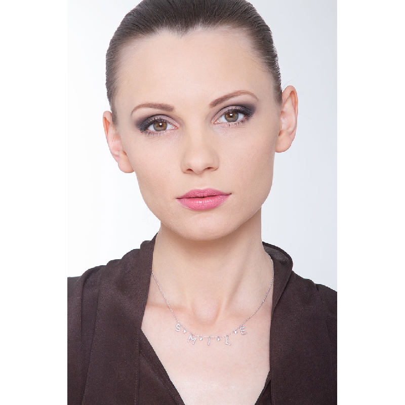 Necklace with SMILE charms with diamonds