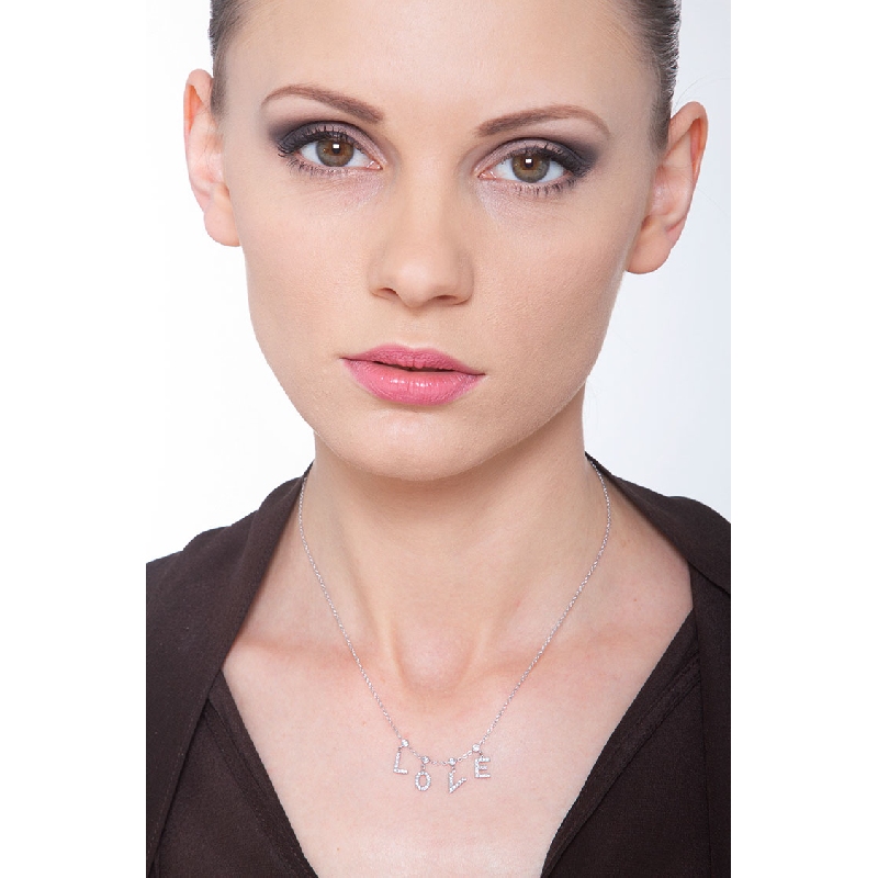 Necklace with LOVE charms with diamonds