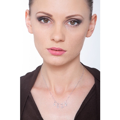 Necklace with LOVE charms with diamonds