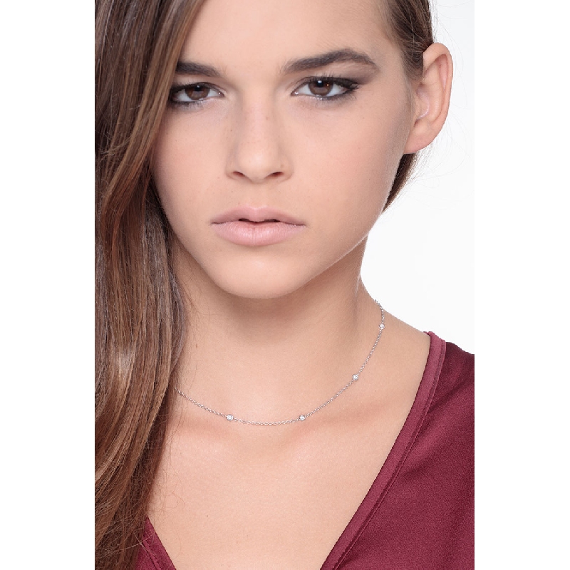 Collana in oro bianco 18k, cm 40, con diamanti