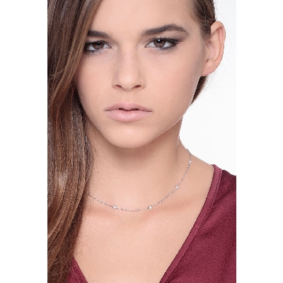 Collana in oro bianco 18k, cm 40, con diamanti