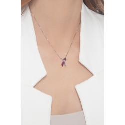 Necklace with fancy twisted pendant with rubies and diamonds 2