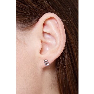 Letter B single earring with diamonds