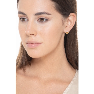 18k white gold earrings with heart cut citrine and round cut diamonds