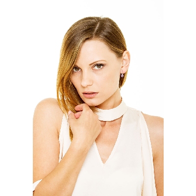 Orecchini in oro Bianco 18k con ametista e diamanti