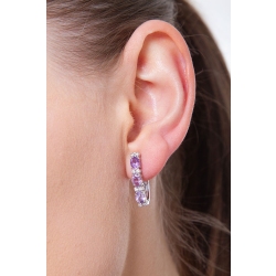 18k white gold hoop earrings with diamonds and amethysts 2