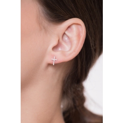 18k white gold cross earrings with diamonds 2