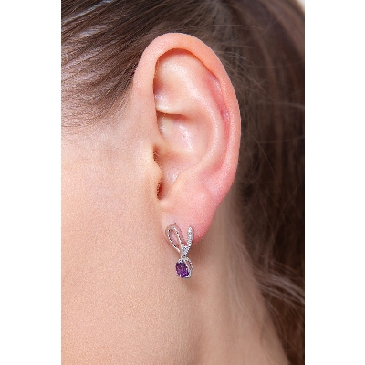 18k white gold earrings with amethysts and diamonds 
