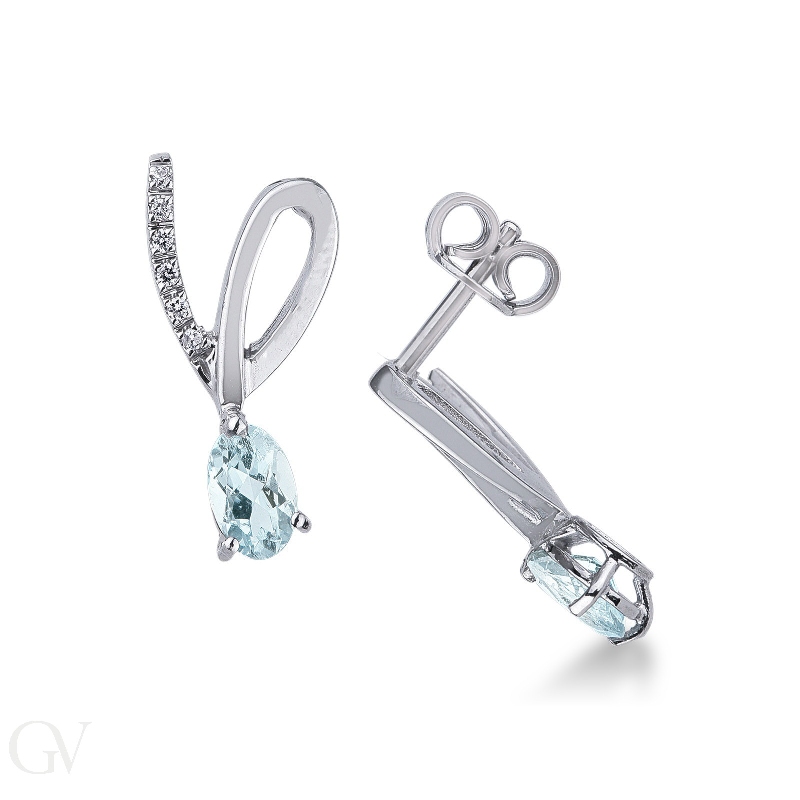 White gold 18k earrings with aquamarines and diamonds 