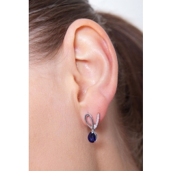 18k white gold earrings with diamonds and blue sapphires  2
