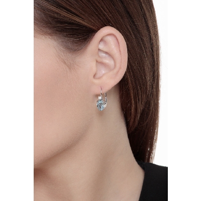 18k white gold drop earrings with diamonds and aquamarines 